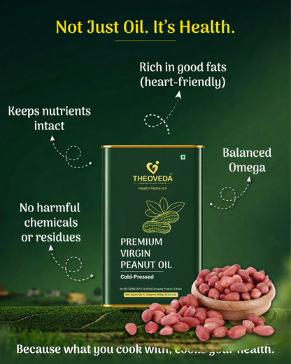 Theoveda Organique PVT. LTD. Premium Virgin Peanut Oil, Cold-Pressed - 1Ltr
