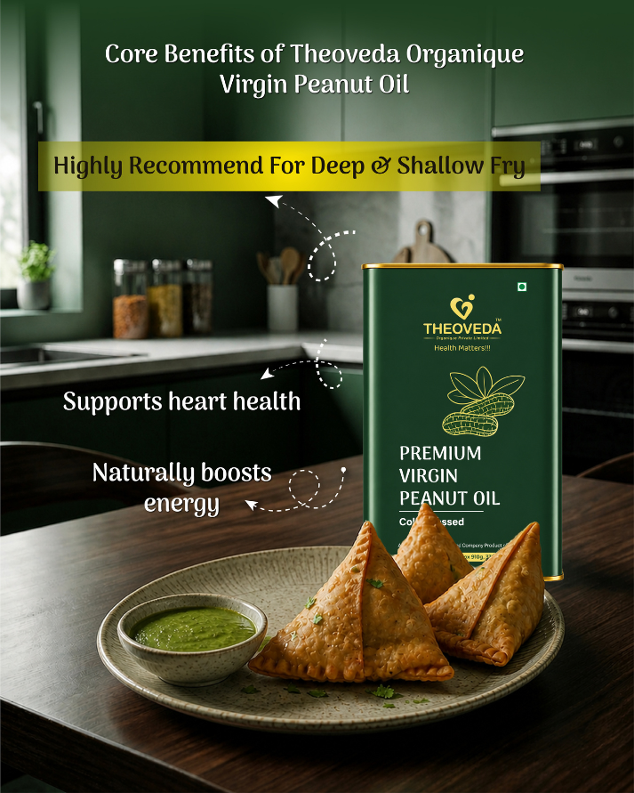 Theoveda Organique PVT. LTD. Premium Virgin Peanut Oil, Cold-Pressed - 1Ltr