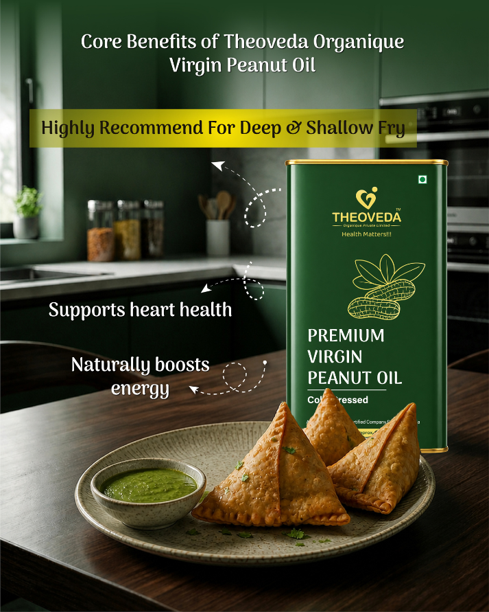Theoveda Organique Premium Virgin Peanut Oil, Cold-Pressed - 5Ltr