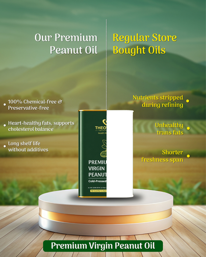 Theoveda Organique PVT. LTD. Premium Virgin Peanut Oil, Cold-Pressed - 1Ltr
