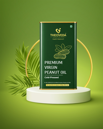 Theoveda Organique Premium Virgin Peanut Oil, Cold-Pressed - 5Ltr