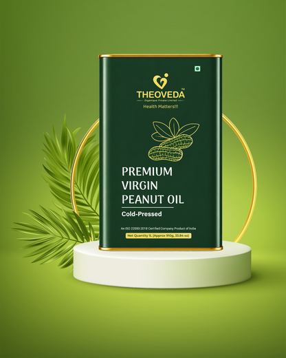 Theoveda Organique PVT. LTD. Premium Virgin Peanut Oil, Cold-Pressed - 1Ltr