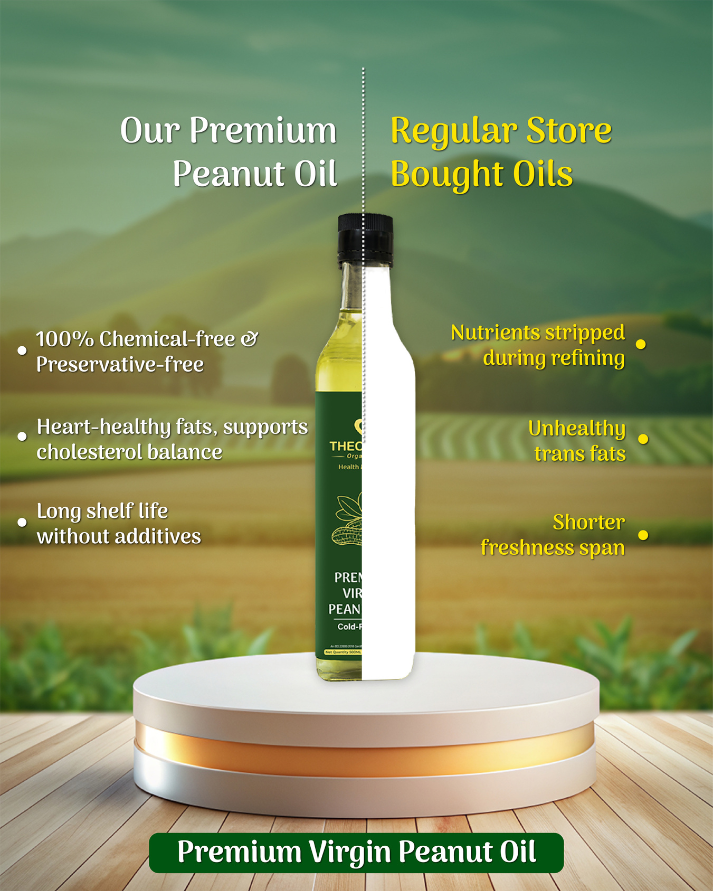 Theoveda Organique Premium Cold-Pressed Virgin Peanut Oil – 500 ml