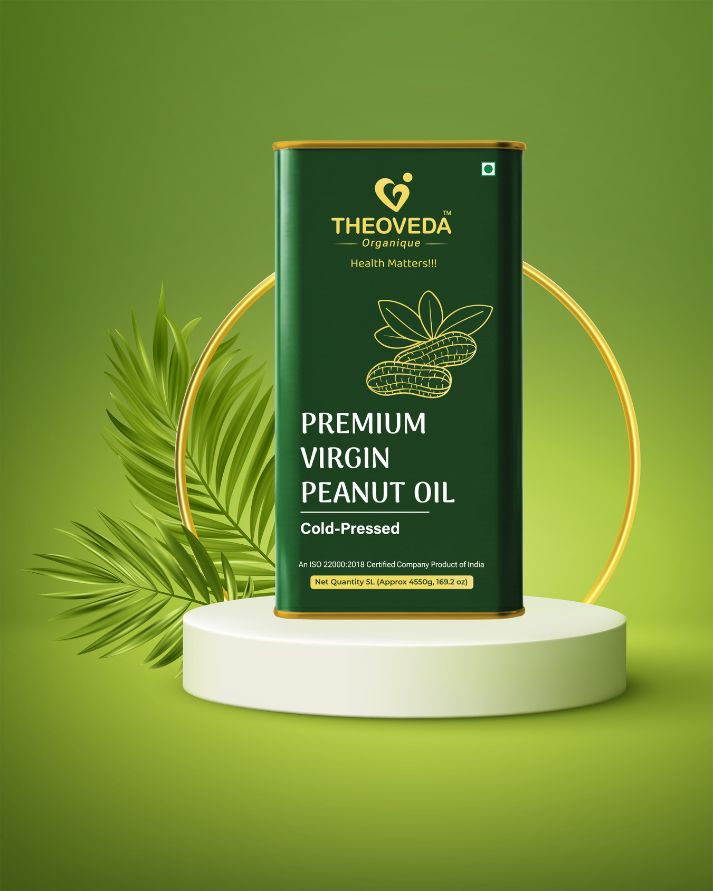 Theoveda Organique Premium Virgin Peanut Oil, Cold-Pressed - 5Ltr