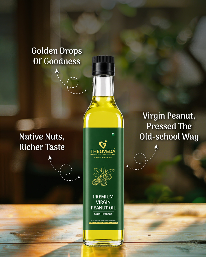 Theoveda Organique Premium Cold-Pressed Virgin Peanut Oil – 500 ml