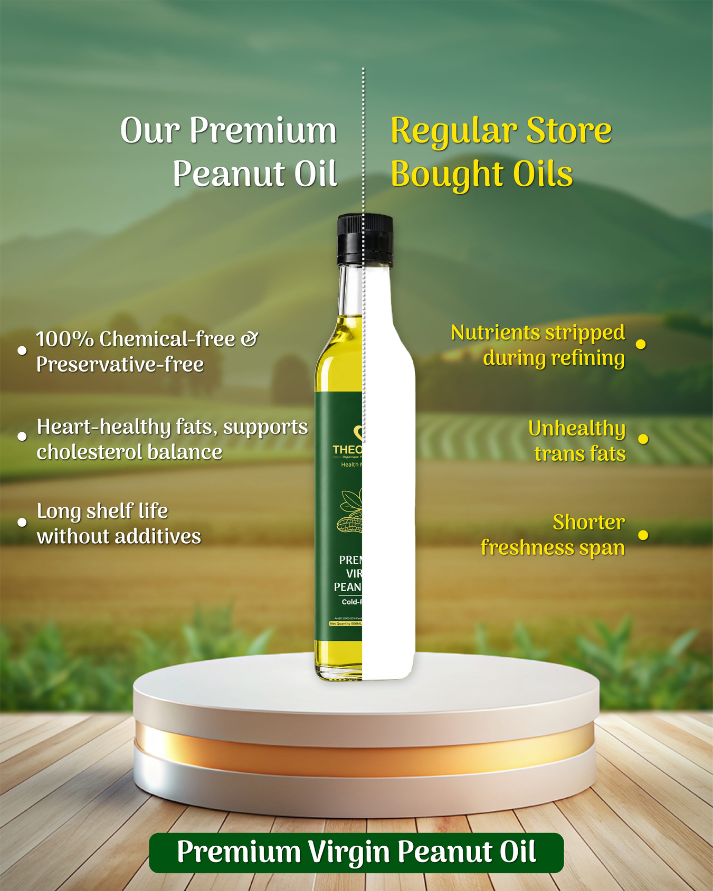Theoveda Organique Premium Cold-Pressed Virgin Peanut Oil – 500 ml