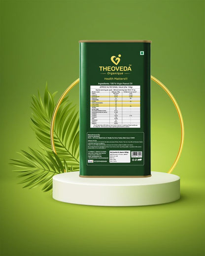 Theoveda Organique Premium Virgin Peanut Oil, Cold-Pressed - 5Ltr