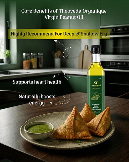 Theoveda Organique Premium Cold-Pressed Virgin Peanut Oil – 500 ml