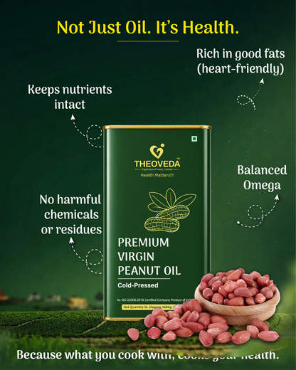 Theoveda Organique Premium Virgin Peanut Oil, Cold-Pressed - 5Ltr