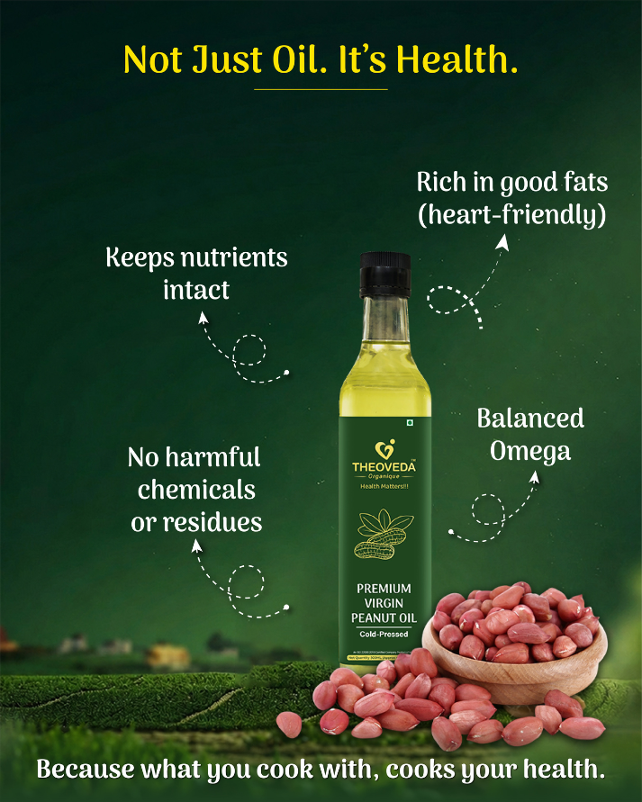 Theoveda Organique Premium Cold-Pressed Virgin Peanut Oil – 500 ml