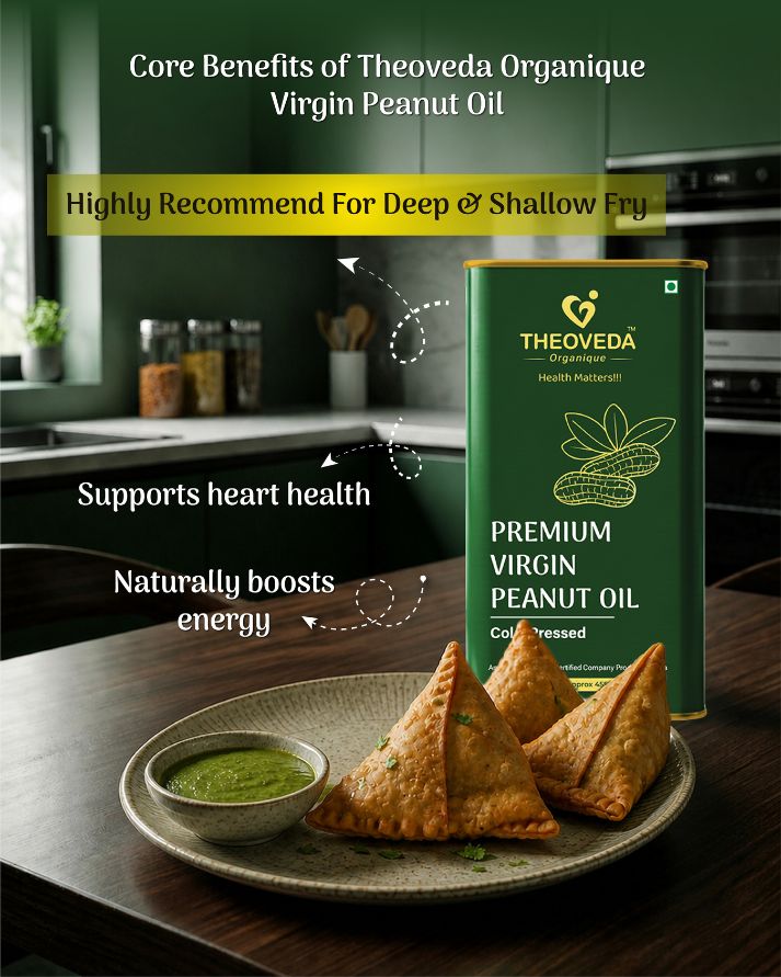 Theoveda Organique Premium Virgin Peanut Oil, Cold-Pressed - 5Ltr