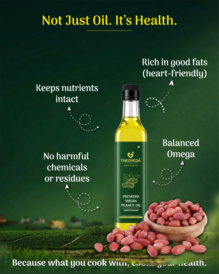 Theoveda Organique Premium Cold-Pressed Virgin Peanut Oil – 500 ml