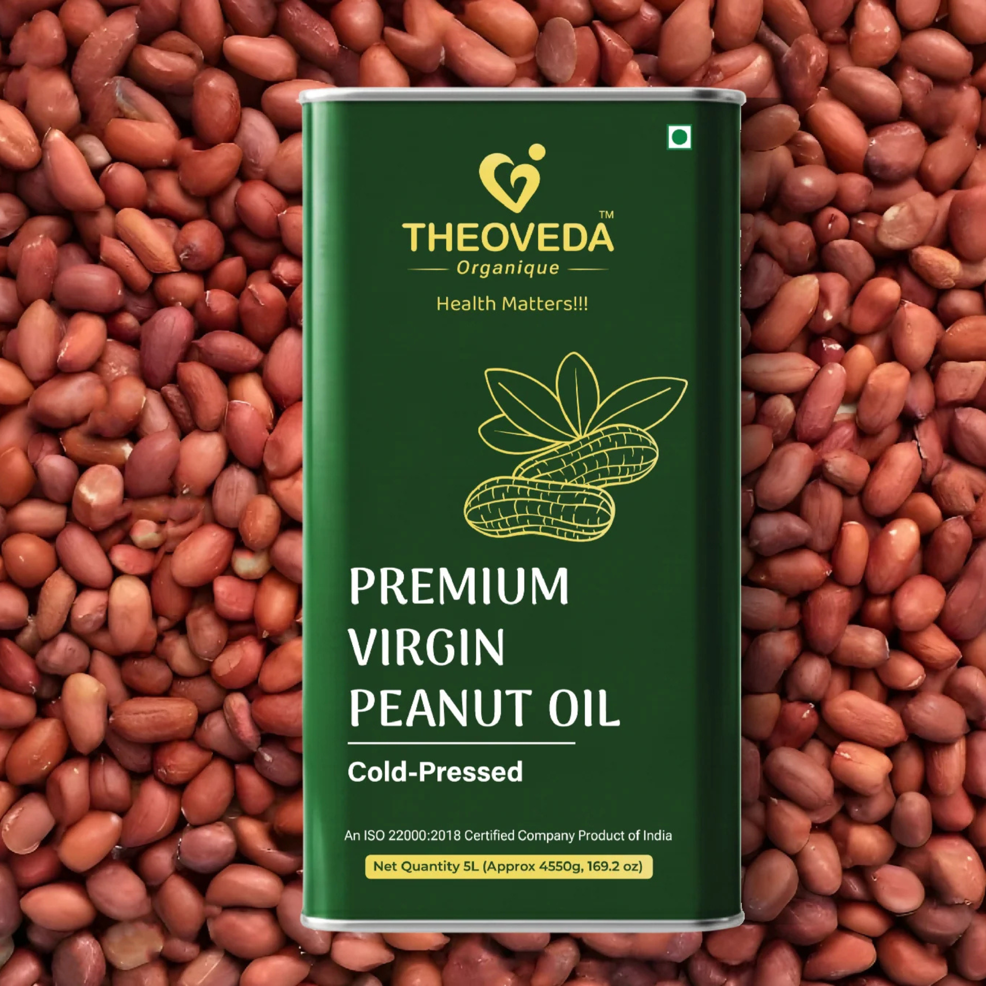 Theoveda Organique Premium Virgin Peanut Oil, Cold-Pressed - 5Ltr - Theoveda Organique - Health Matters!!!