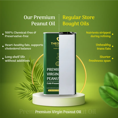 Theoveda Organique Premium Virgin Peanut Oil, Cold-Pressed - 5Ltr - Theoveda Organique - Health Matters!!!