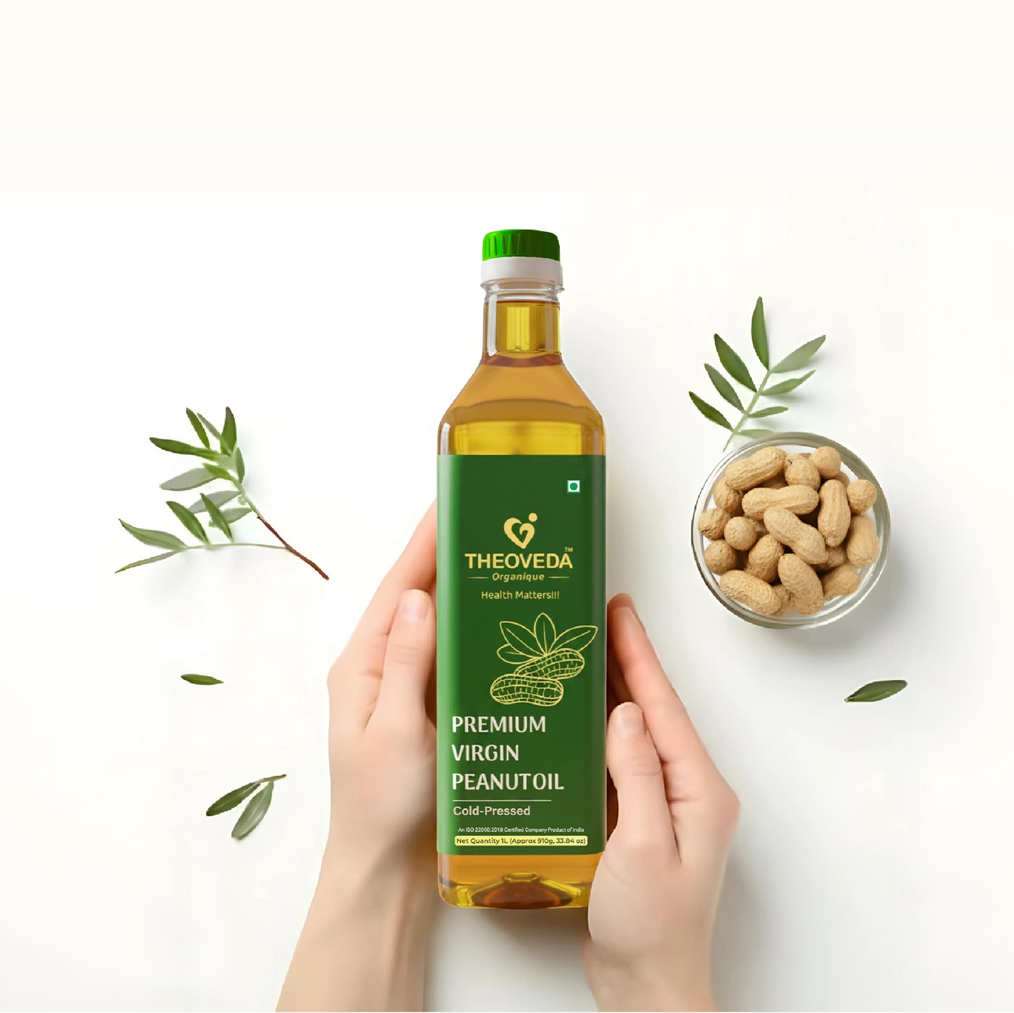 Theoveda Organique Premium Virgin Peanut Oil, Cold-Pressed - 1Ltr - Theoveda Organique - Health Matters!!!