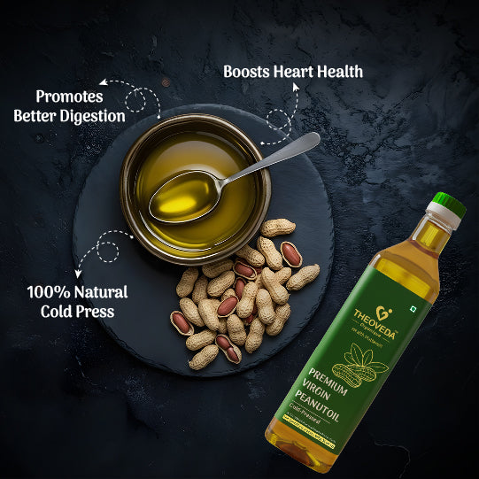 Theoveda Organique Premium Virgin Peanut Oil, Cold-Pressed - 1Ltr - Theoveda Organique - Health Matters!!!